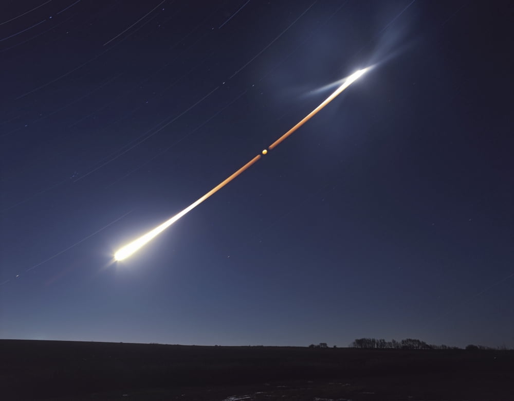 Total lunar eclipse with eclipse motion trail Canvas Art - Alan DyerStocktrek Images (16 x 13)