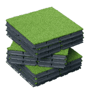 Total outdoor living Patio Deck Tiles, 12.22 x 12.22 inches Composite Interlocking Decking Tile, Four Slat Plastic Outdoor Flooring, 9 Pieces One Pack, Green