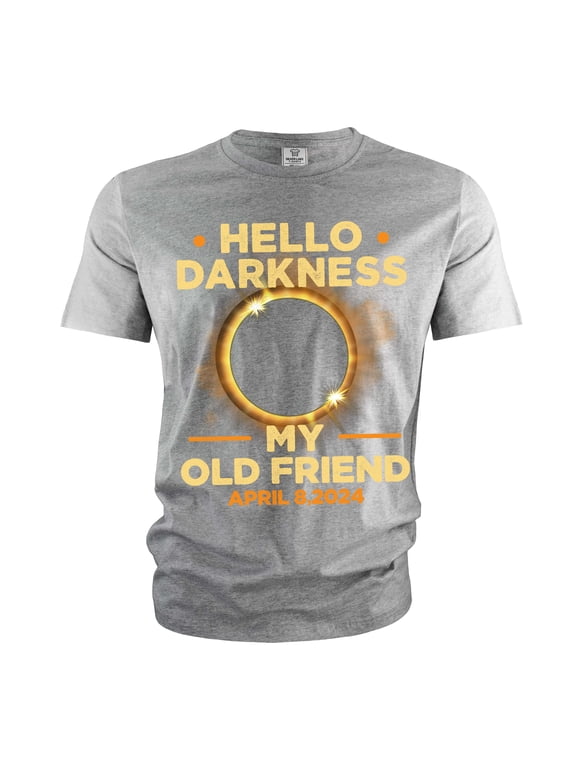 Total solar eclipse of 2024 T-shirt Hello Darkness once Twice in a lifetime event astronomy tee (Small Grey)
