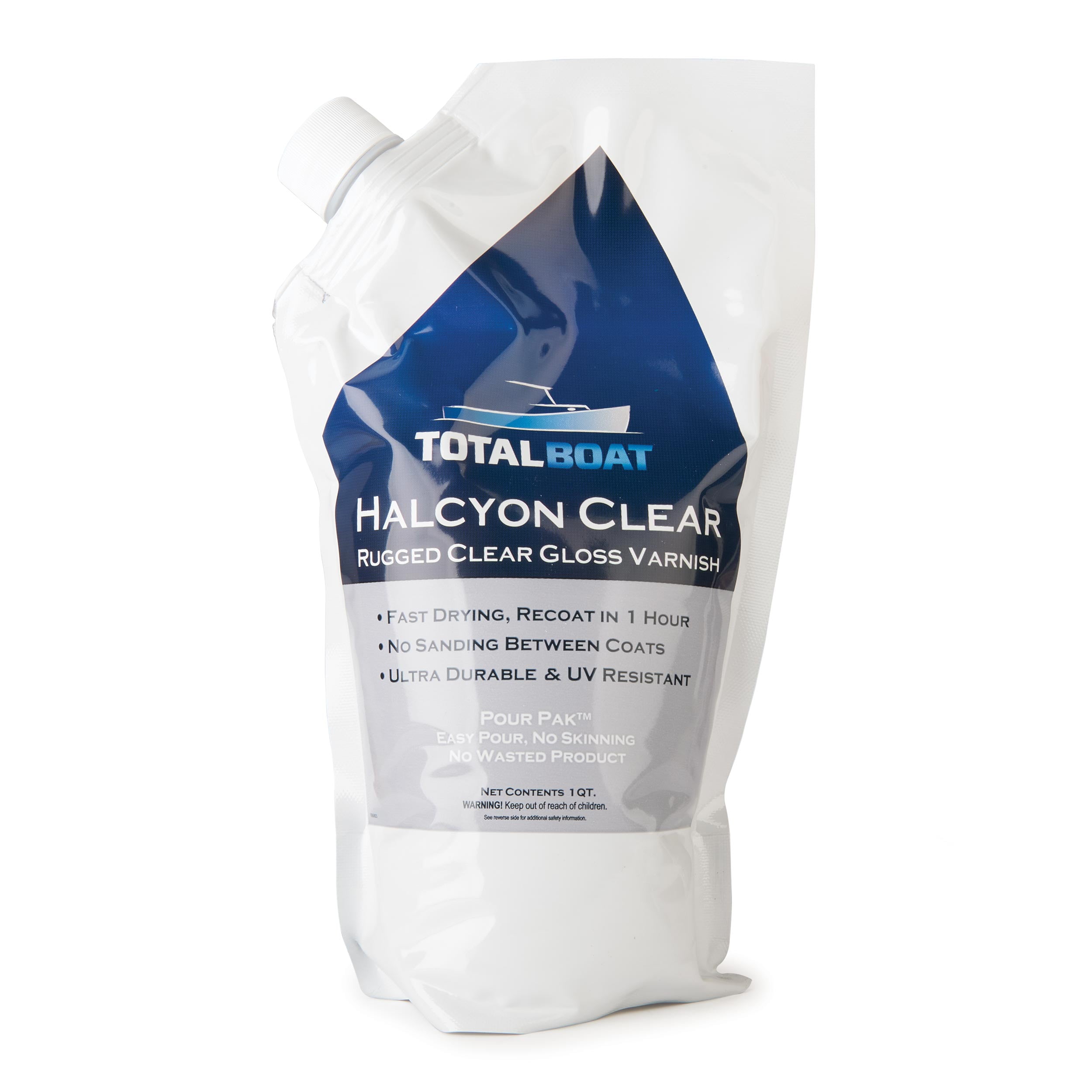 TotalBoat Halcyon WaterBased Marine Varnish High Gloss Quart