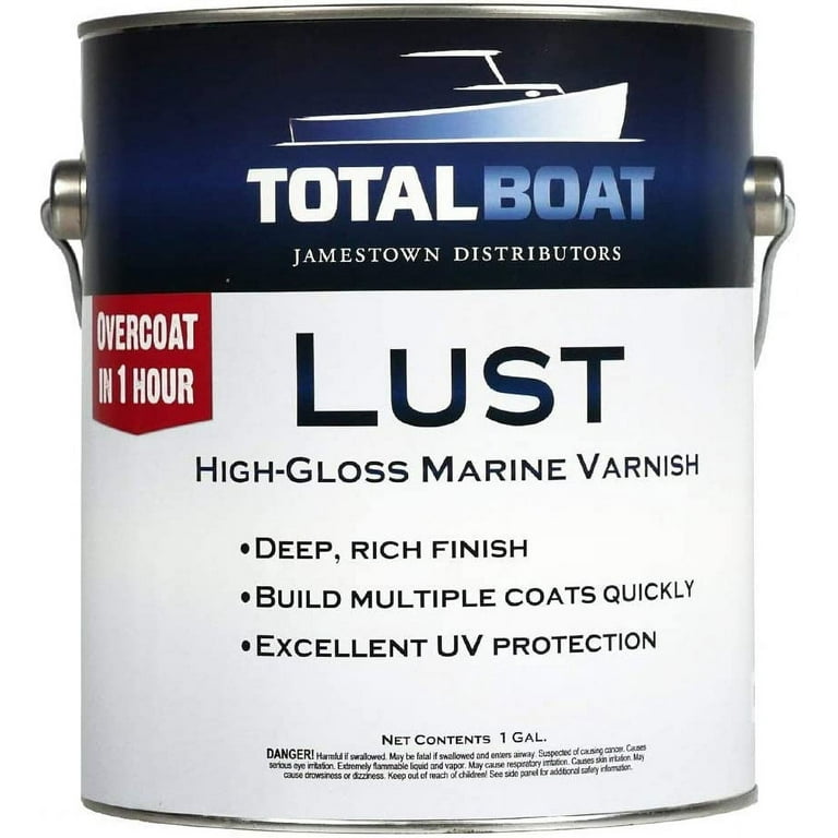 TotalBoat- Lust Marine Varnish, High Gloss and Matte Finish for Wood,  Boats, Outdoor Furniture (High Gloss, Gallon) High Gloss Gallon 
