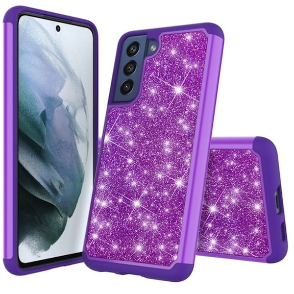 TotalDefense Glitter Hybrid Case for Samsung Galaxy S21 FE 5G - Purple