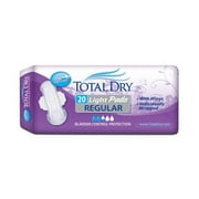 TotalDry Female Incontinence Pads with Wings, Light Absorbency, 11, 20 Count, 1 Pack