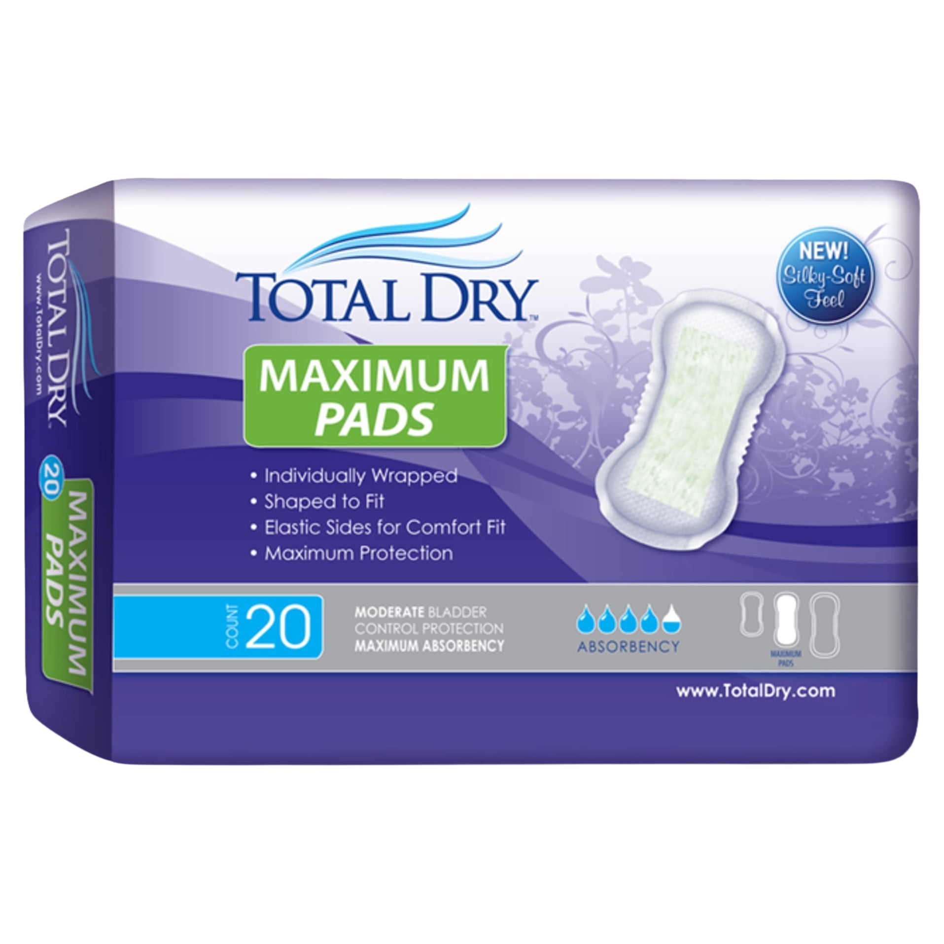 TotalDry Maximum Bladder Control Pads Regular Case of 180