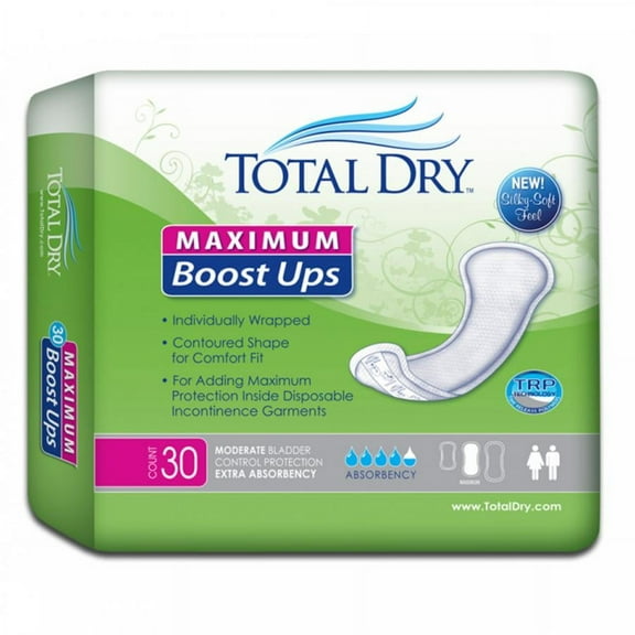 TotalDry Maximum Boost Ups, Unisex, Heavy Absorbency, One Size Fits Most (13.8 Inch Length), 120 Count