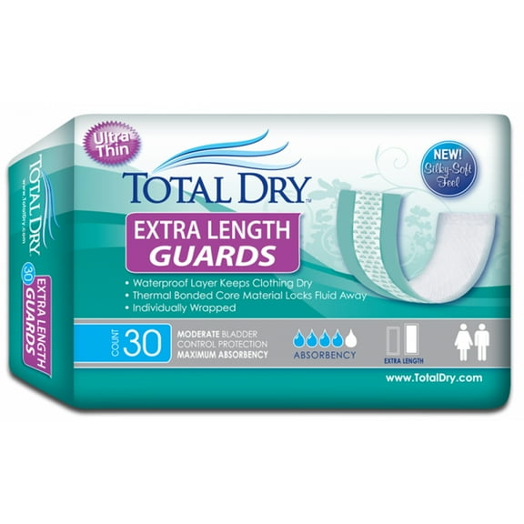 TotalDry Unisex Incontinent Pad Extra Long 12" L SP1570, Maximum, 30 Ct