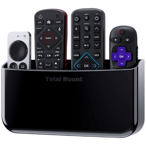 TotalMount Hole-Free Remote Holder – Eliminates Need to Drill Holes in Your Wall (XL, Black Remote Control Holder, Quantity 1)