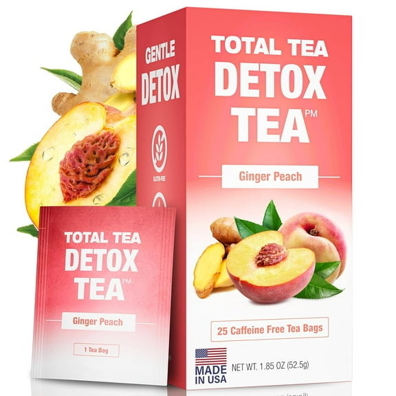 TotalTea Caffeine Free Detox Tea, Slimming Tea with Chamomile, Ginger root tea, and Hibiscus for Colon Cleanse and Weight L0SS Natural Citrus Cinnamon Herbal Tea for Digestive Health (25 Bags)