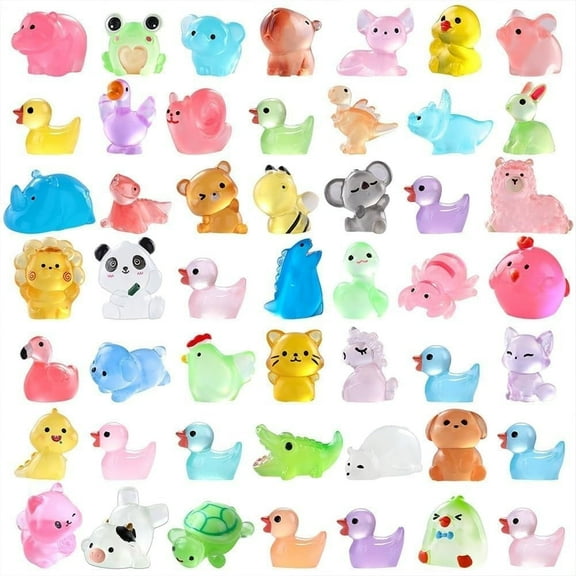 Totaladdly Mini Glow in The Dark Animal Resin Models, Mystery Bag Mini Resin Animals, Ocean Animal Miniatures, for Party Favors Bag Fillers Garden Dollhouse Decor (100PCS)