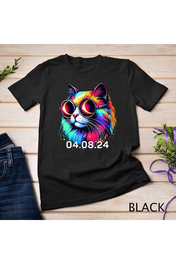 Totality April 8 2024 Astronomy Cat Lover Solar Eclipse T-Shirt