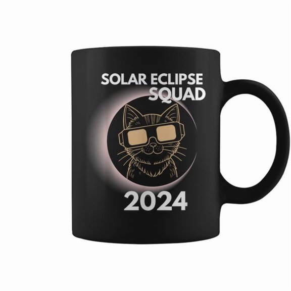 Totality Solar Eclipse 2024 Cat Moon Sun Earth April Coffee Mugs