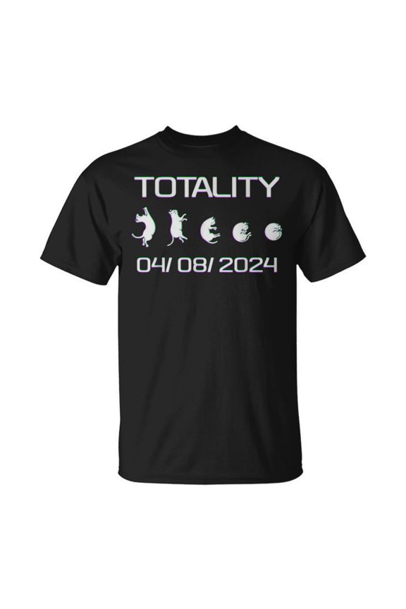 Totality Watch Party Tee Solar Eclipse 2024 Cats Fans Moon Phase Theme Unisex Adult Cotton Astronomy Event Graphic Souvenir Shirt, Size 5XL, Color Black