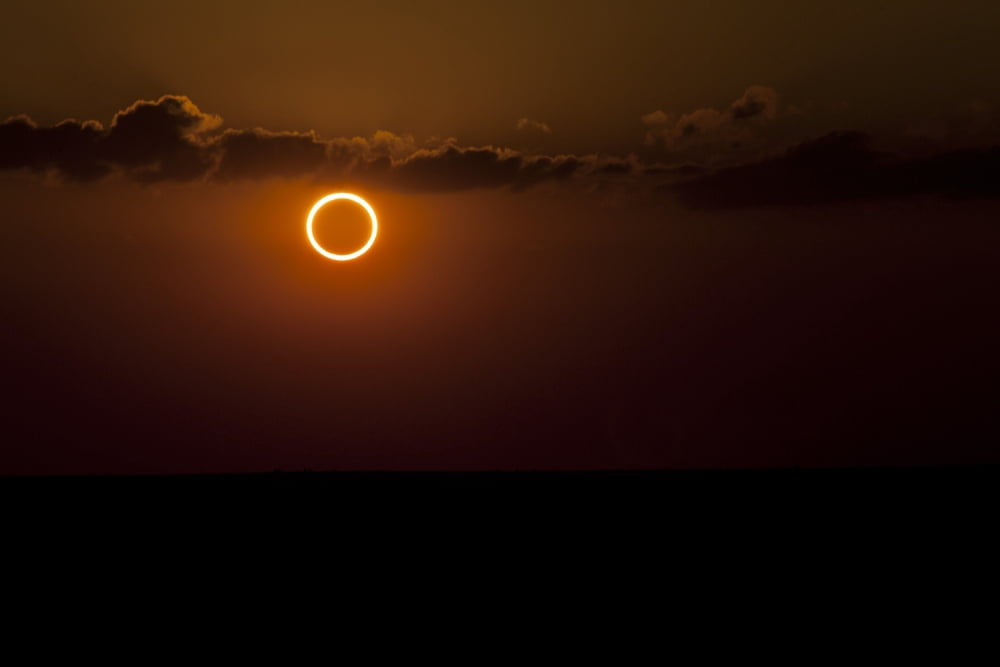 Totality during annular solar eclipse with ring of fire Canvas Art - Phillip JonesStocktrek Images (18 x 12)