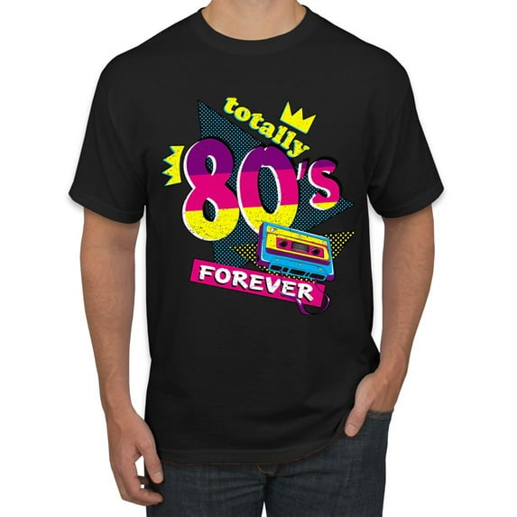 Totally 80's Forever Vintage Men's Graphic T-Shirt, Black, Large