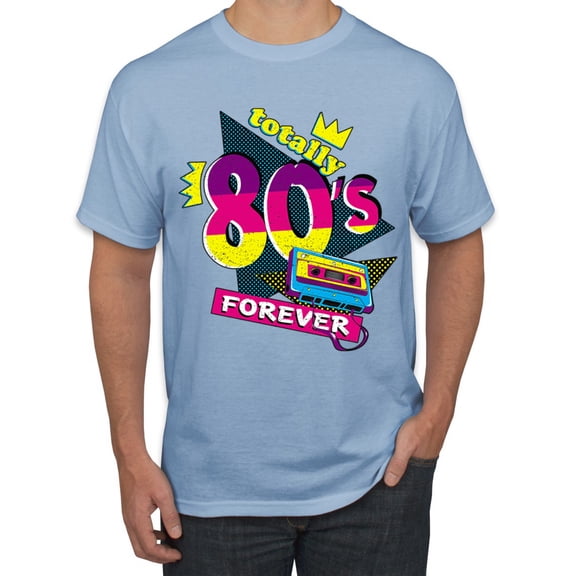 Totally 80's Forever Vintage Men's Graphic T-Shirt, Light Blue, 4X-Large