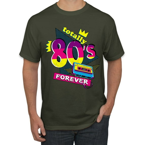 Totally 80's Forever Vintage Men's Graphic T-Shirt, Military Green, Large