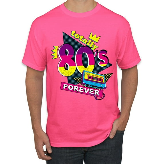 Totally 80's Forever Vintage Men's Graphic T-Shirt, Neon Pink, 4X-Large