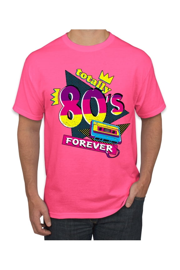 Totally 80's Forever Vintage Men's Graphic T-Shirt, Neon Pink, X-Large