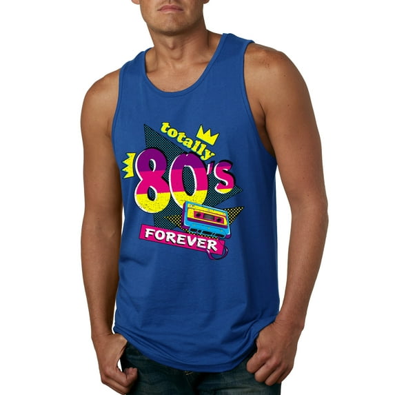 Totally 80's Forever Vintage Mens Graphic Tank Top, Royal, Large