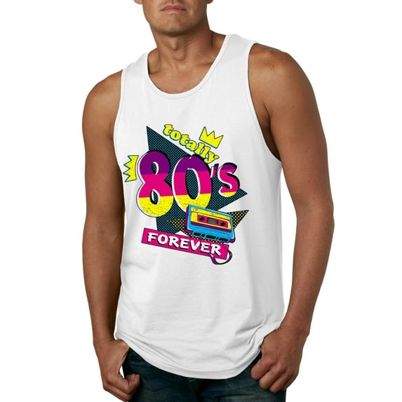 Totally 80's Forever Vintage Mens Graphic Tank Top, White, 3X-Large