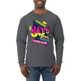 thumbnail image 1 of Totally 80's Forever Vintage Mens Long Sleeve Shirt, Charcoal, Medium, 1 of 5
