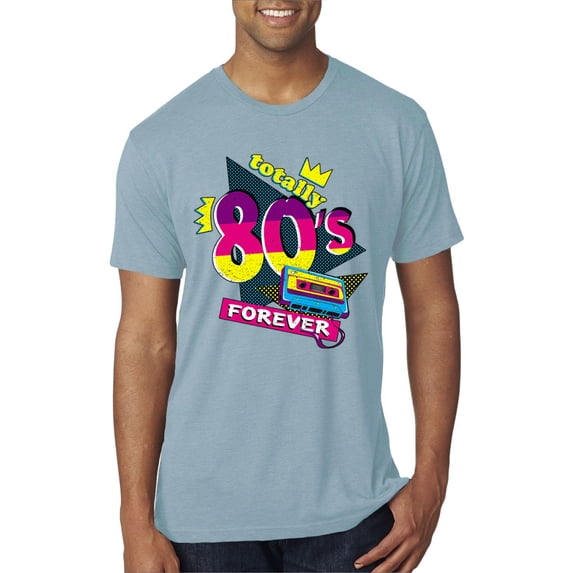 Totally 80's Forever Vintage Mens Premium Tri Blend T-Shirt, Denim, X-Large
