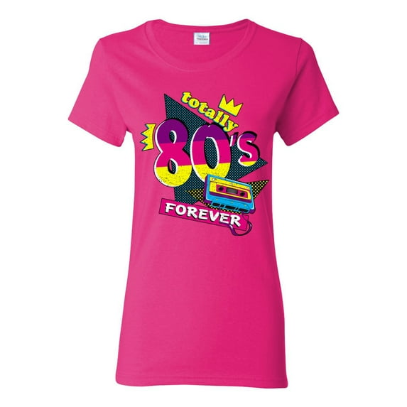 Totally 80's Forever Vintage Womens Graphic T-Shirt, Fuschia, Large