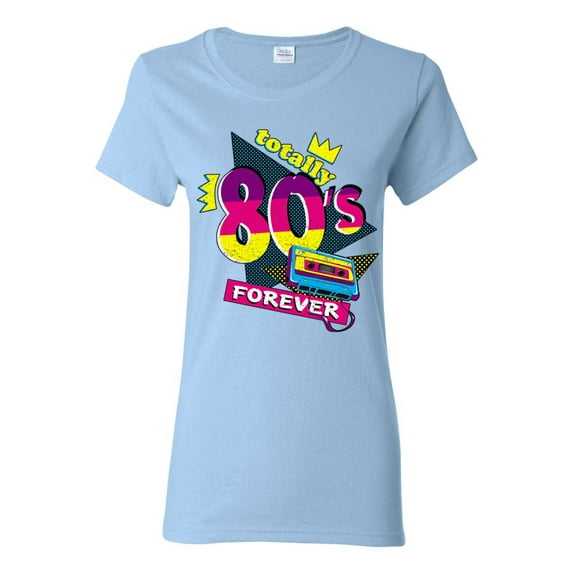 Totally 80's Forever Vintage Womens Graphic T-Shirt, Light Blue, XX-Large