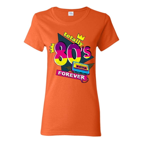 Totally 80's Forever Vintage Womens Graphic T-Shirt, Orange, 3X-Large