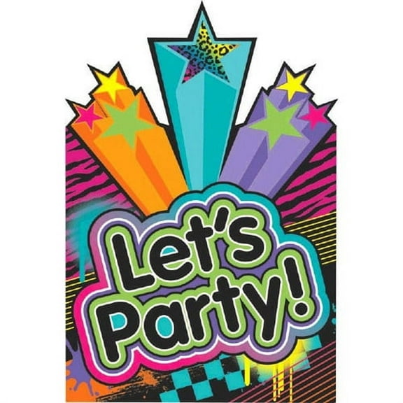 Totally 80's Party Supplies Invitations w/ envelopes, seals, save the date 8ct.