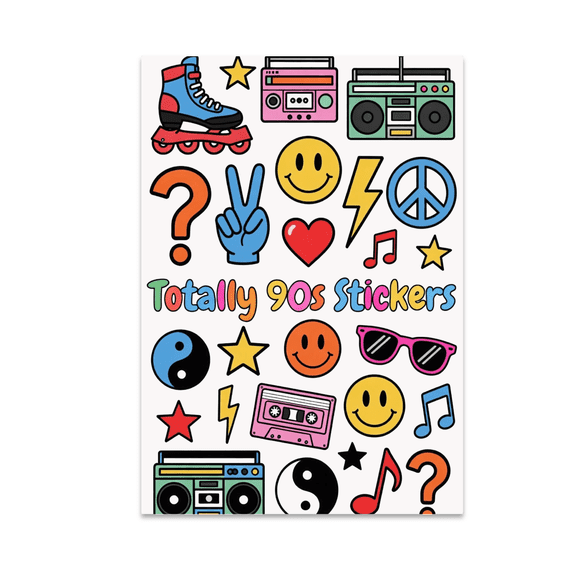 Totally 90s Stickers Poster Print - Retro Wall Art for Nostalgia Lovers - 13x19 Poster Print