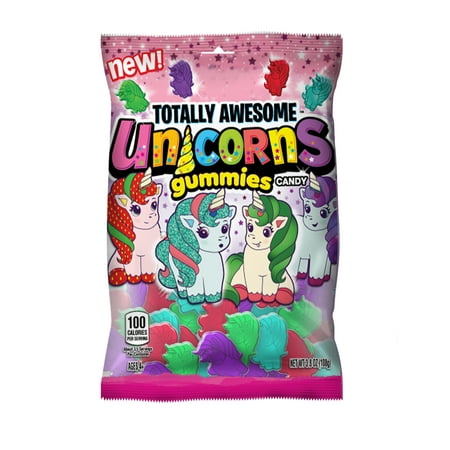 Totally Awesome Unicorns Gummies, Assorted Flavors, 3.8 oz Bag, 1 Count