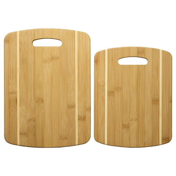 Totally Bamboo 2-Piece Cutting Board Set; 2 Assorted Sizes of Bamboo Wood Cutting Boards for Kitchen
