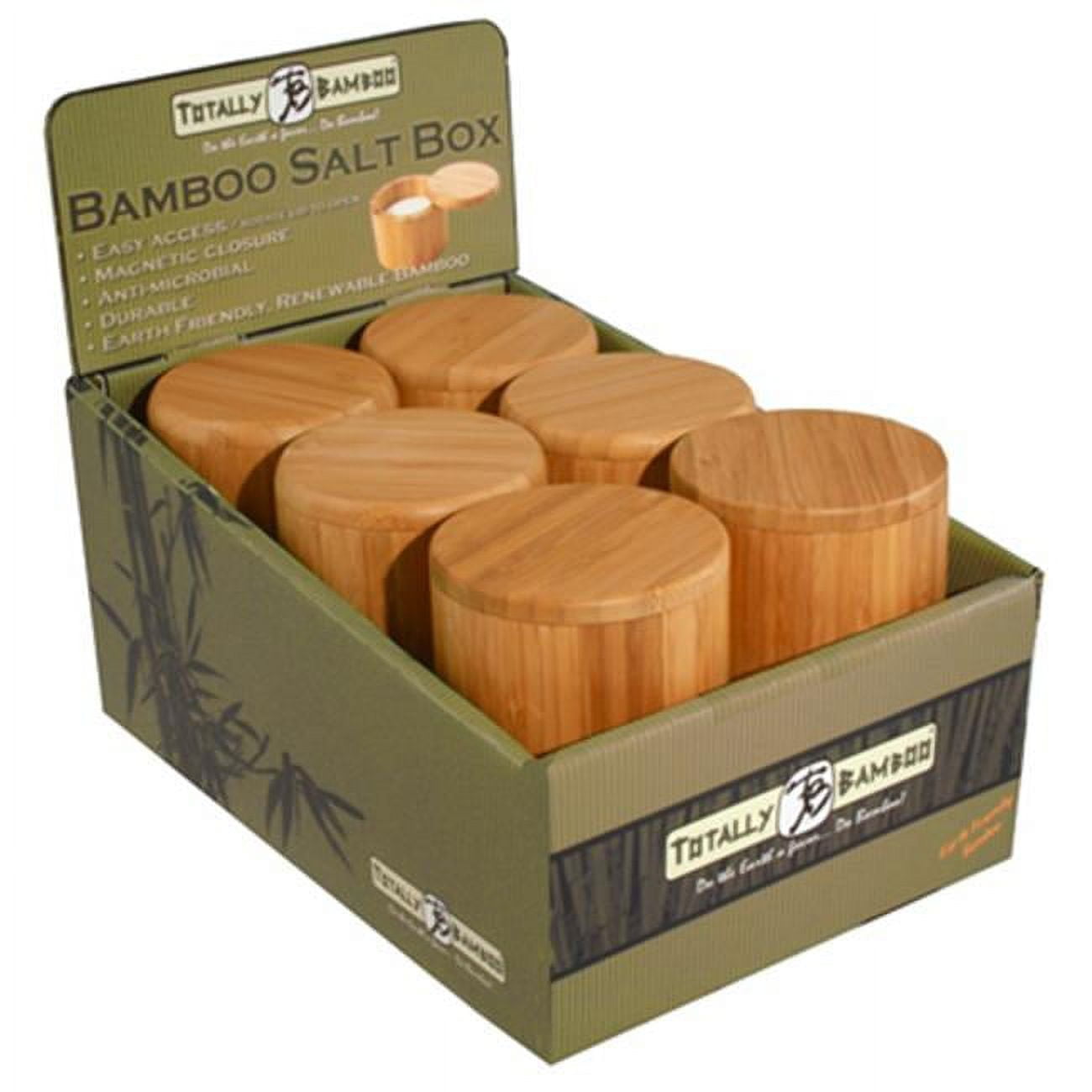 Totally Bamboo 202083 Round Bamboo Salt Box Pack of 12