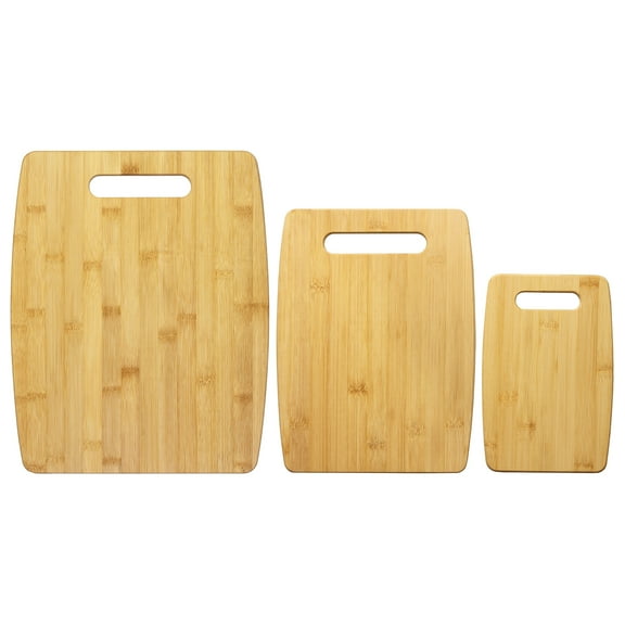 Totally Bamboo 3-Piece Cutting Board Set; 3 Assorted Sizes of Bamboo Wood Cutting Boards for Kitchen