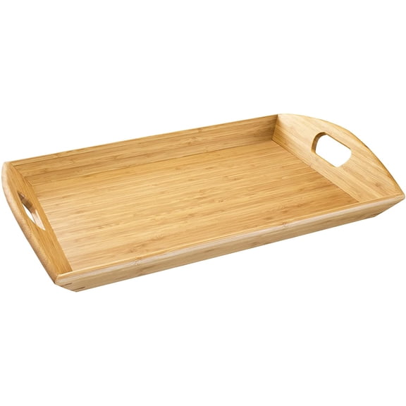 Totally Bamboo Butler's Serving Tray with Handles, Decorative Tray for Ottoman or Coffee Table