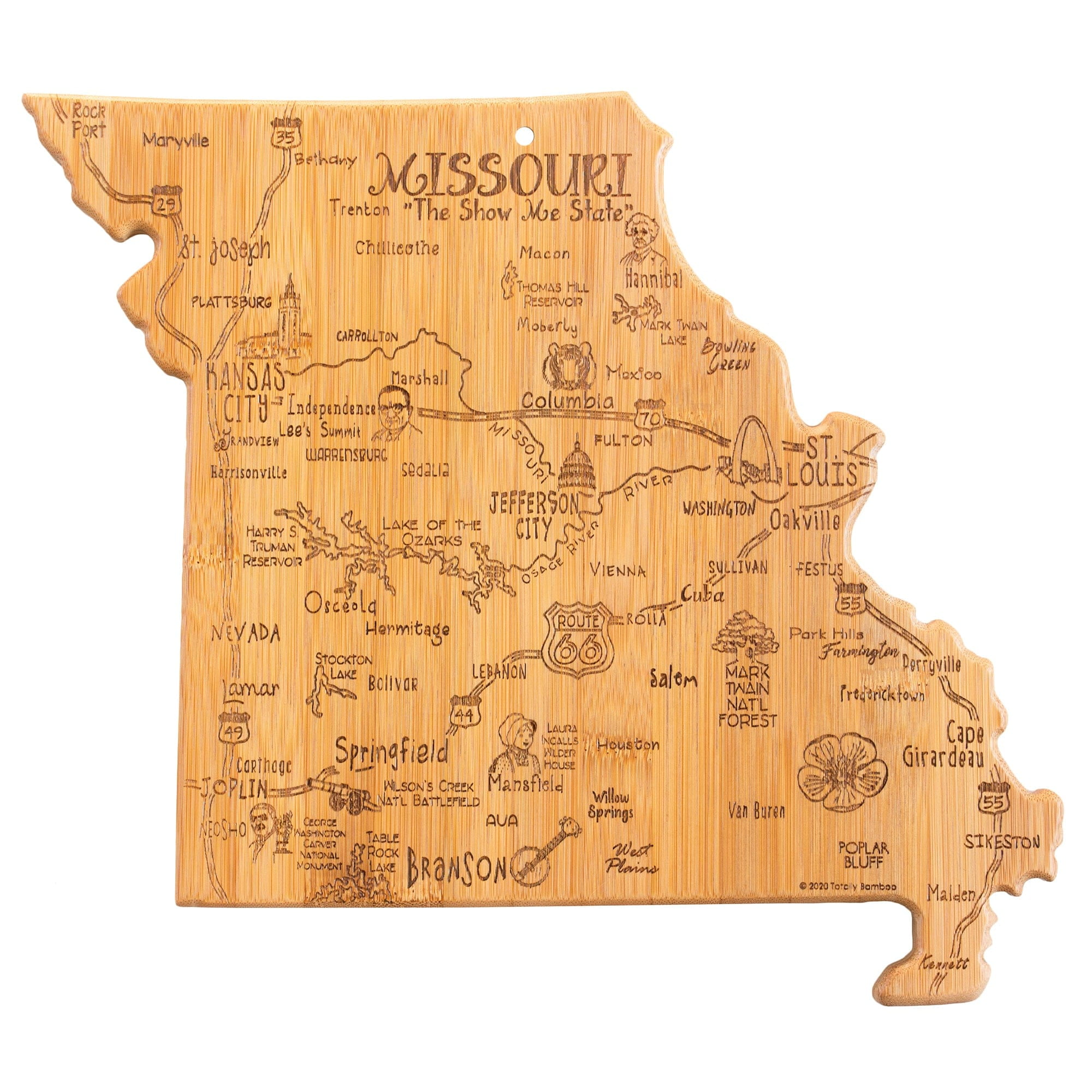 Missouri State Shaped Bamboo Cutting and Serving Board