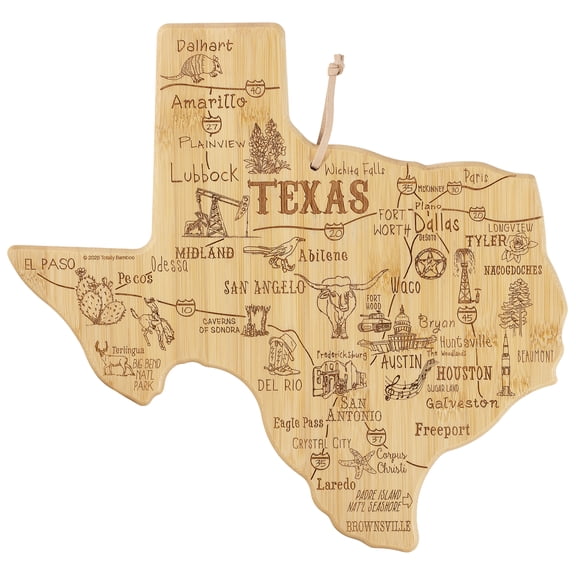 Totally Bamboo Destination Texas State Shaped Cutting Board