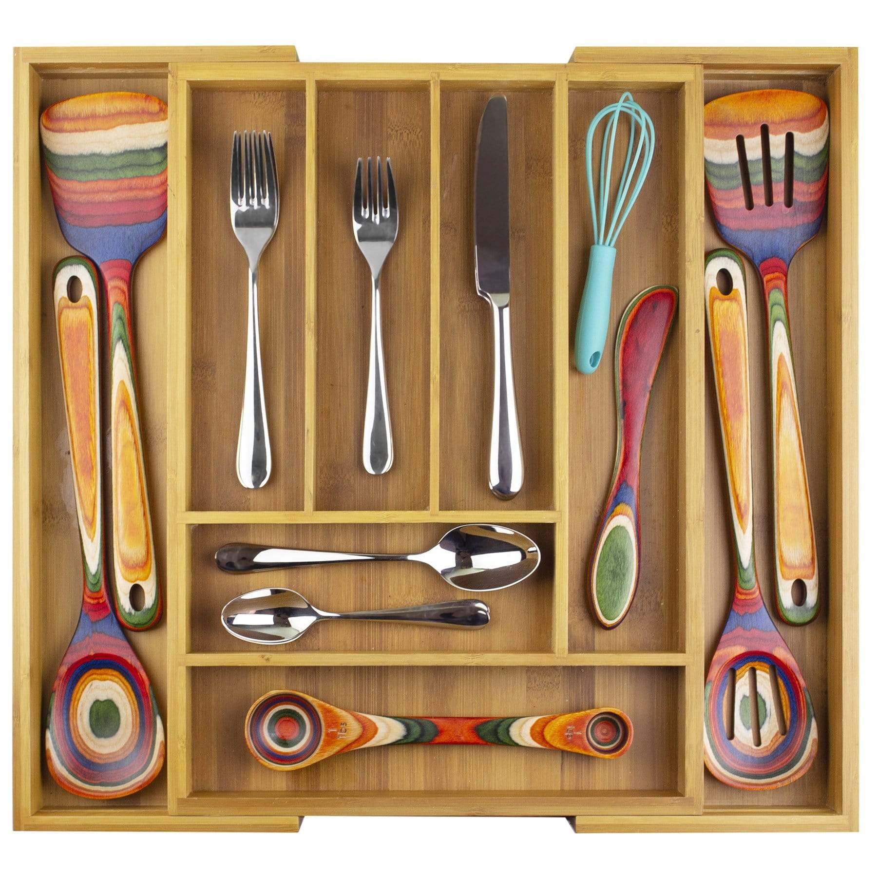 Expandable Bamboo Kitchen Drawer Organizer with Adjustable Compartments