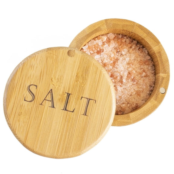 Totally Bamboo Salt Cellar Storage Box, "Salt" Engraving on Lid