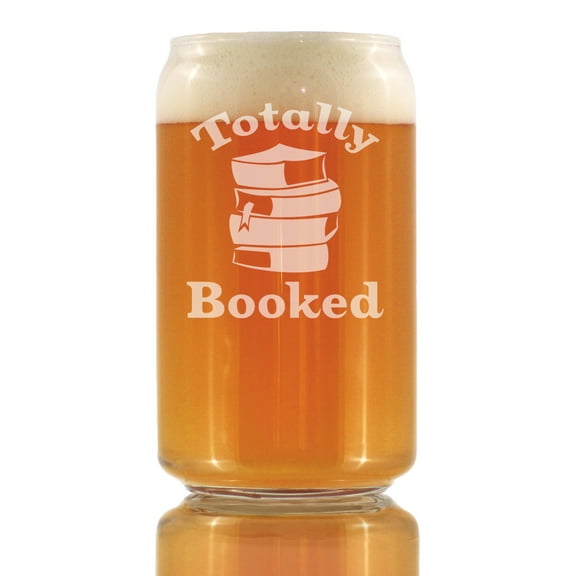 Bevvee Beer Can Pint Glass 16 oz Totally Booked Gifts for Bookworm Beer Enthusiasts Beer Glasses