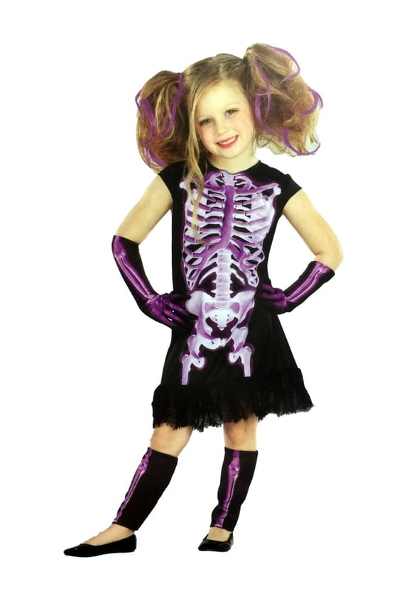 Girls Purple Shocking Xray Halloween Costume Dress Up Outfit L