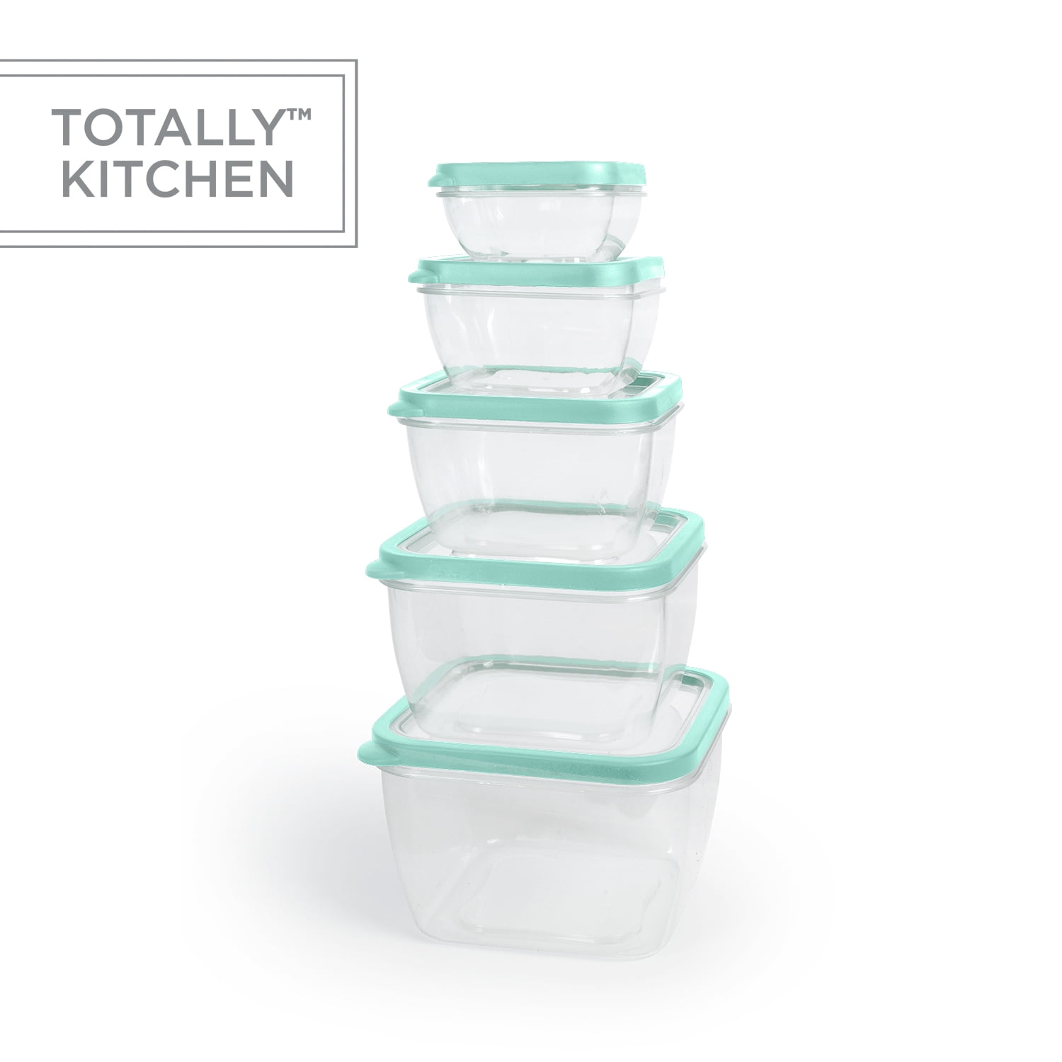 Totally Kitchen Rectangle Food Storage Containers, Mint, 10 Pcs ...