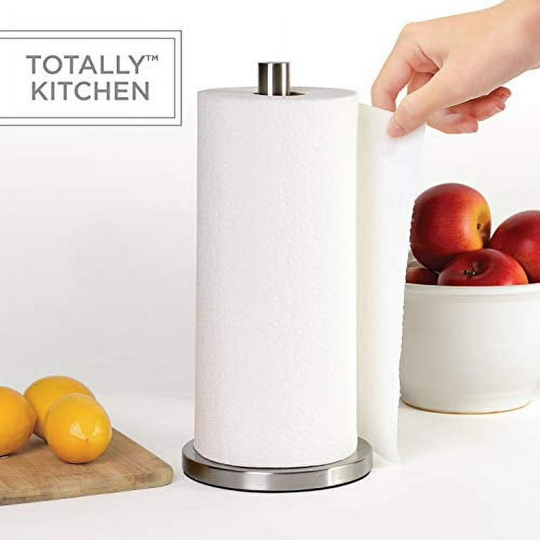 Totally Kitchen Weighted Paper Towel Holder Single Tear Standing Paper Towel Holder Durable Metal Construction Classic Design