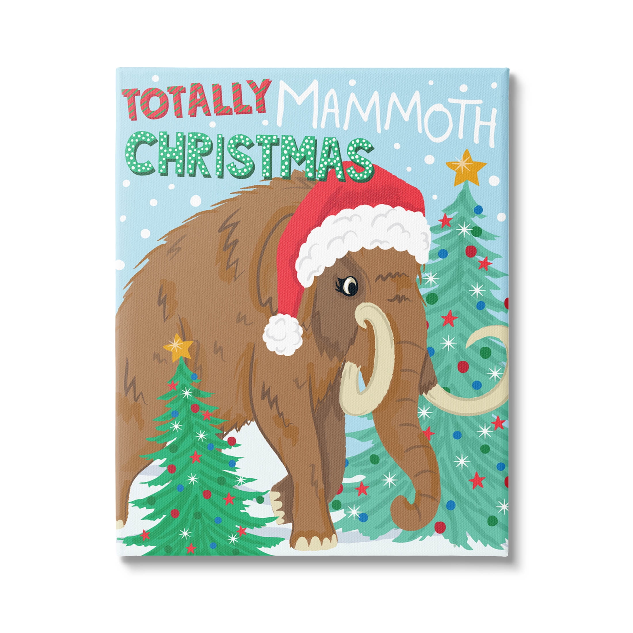 Totally Mammoth Christmas Scene Holiday Graphic Art Gallery Wrapped Canvas Print Wall Art