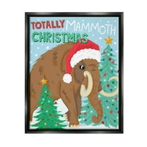 Totally Mammoth Christmas Scene Holiday Graphic Art Jet Black Framed Art Print Wall Art