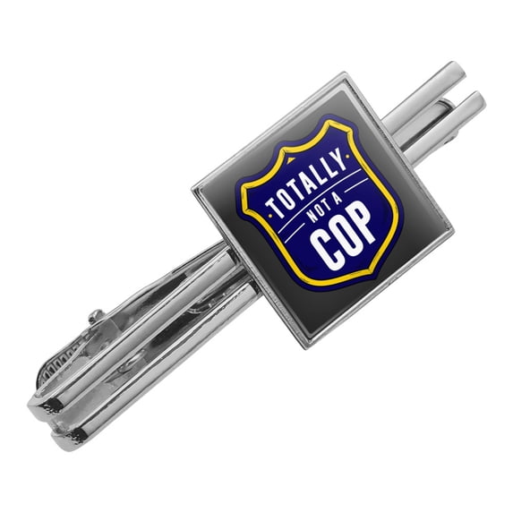 Totally Not a Cop Funny Humor Square Tie Bar Clip Clasp Tack- Silver or Gold