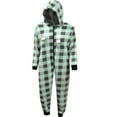 thumbnail image 1 of Totally Pink! Womens Mint Green and Gray Buffalo Plaid Print Hooded Onesie (Medium), 1 of 1