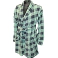 thumbnail image 1 of Totally Pink! Womens Mint Green and Gray Buffalo Plaid Print Plus Size Plush Robe (1X/2X), 1 of 2