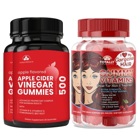 Totally Products  Apple Cider Vinegar Gummies plus Gummy Vitamins Combo Pack 2 sets of combo pack